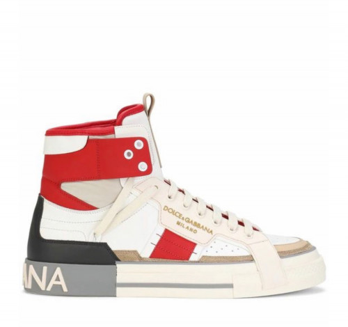 DOLCE & GABBANA FOR MEN WHITE LEATHER HIGH TOP SNEAKERS - shoes lovers