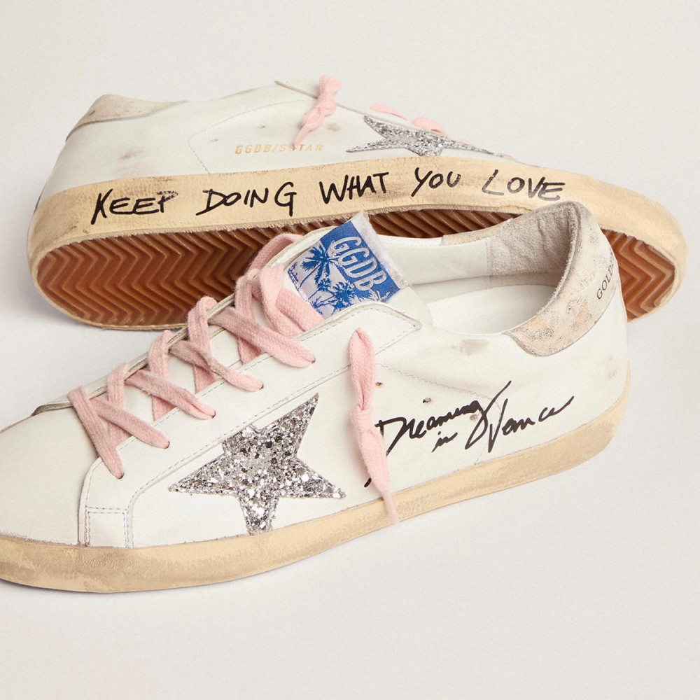 Golden Goose Super-Star sneakers with silver glitter star and leopard-print  leather heel tab - shoes lovers
