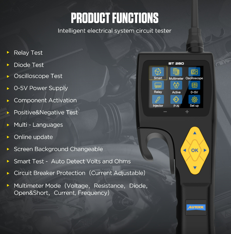 جهاز فحص الدائرة الكهربائية اوتول AUTOOL BT280
