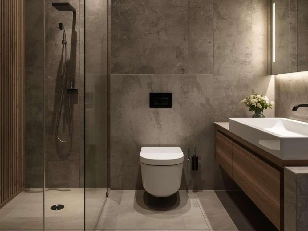 modern bathroom with concealed toilet cistern