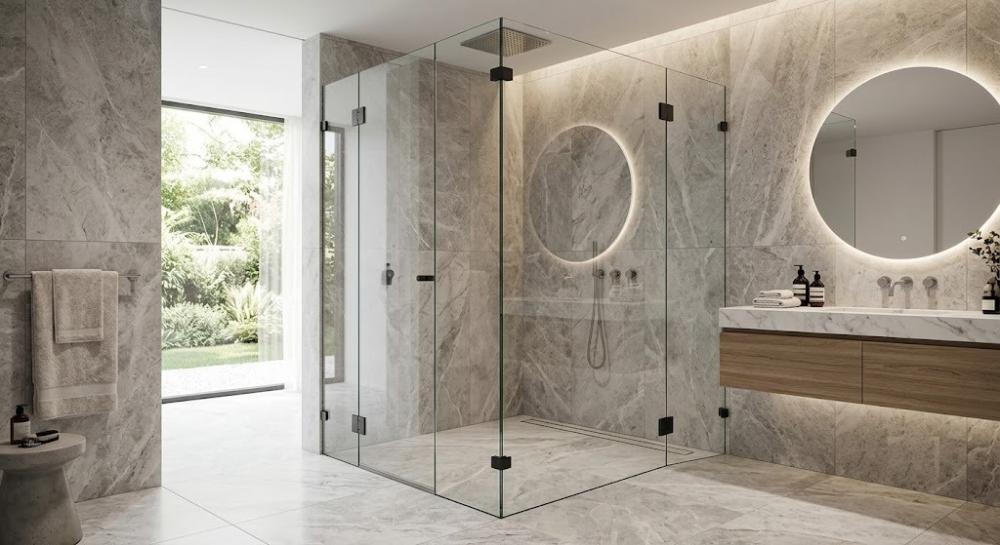 modern open glass shower design and optical engineering guide