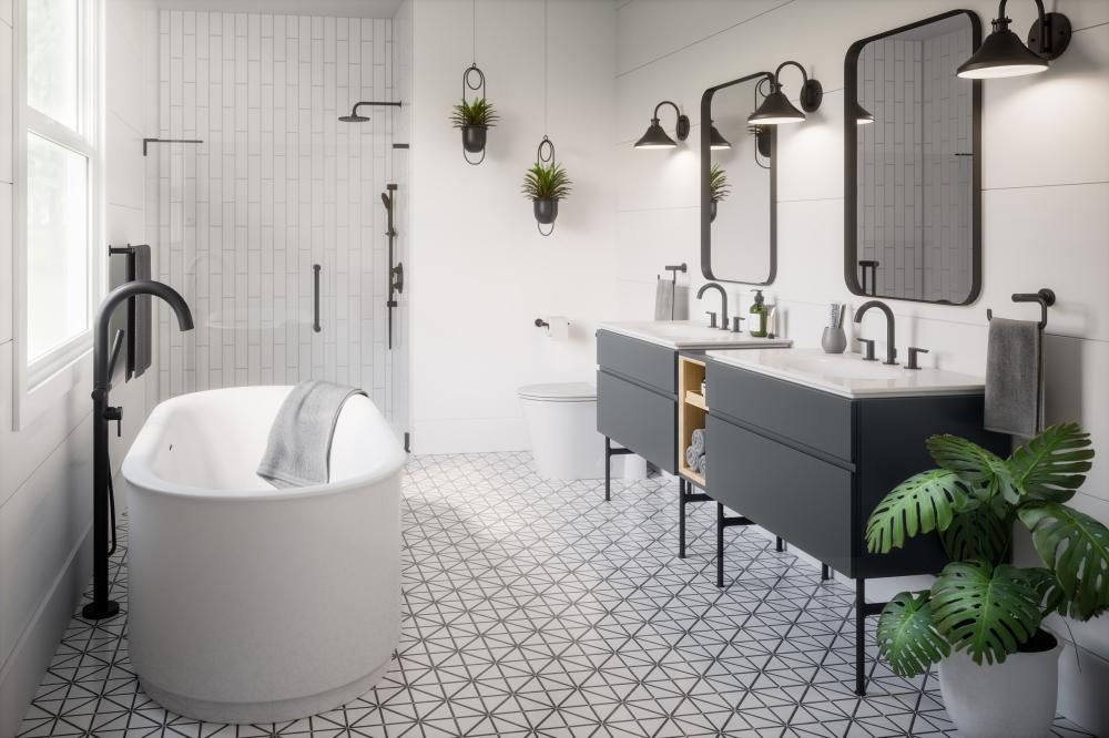 comfortable modern bathroom with quality fixtures