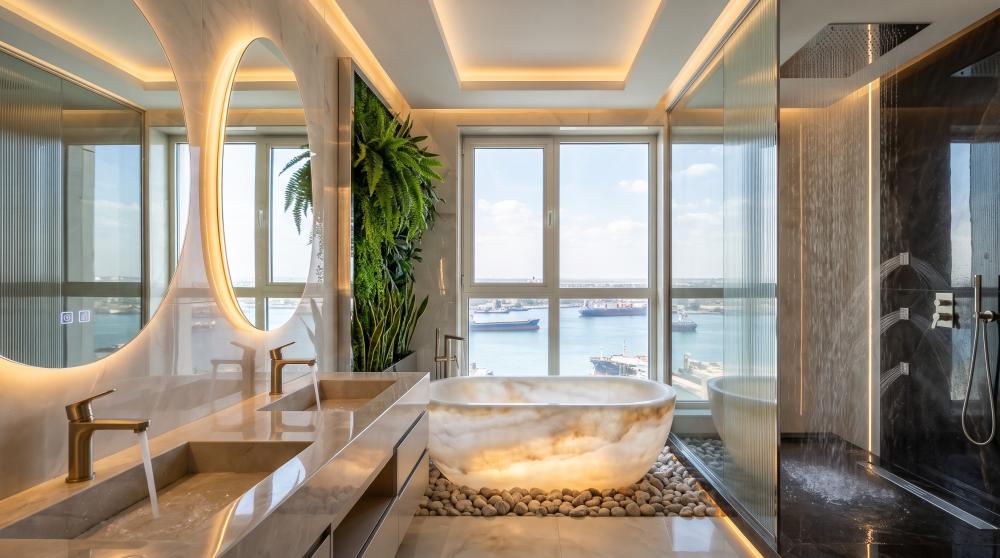 luminous bathroom architecture light reflecting sanitary fixtures