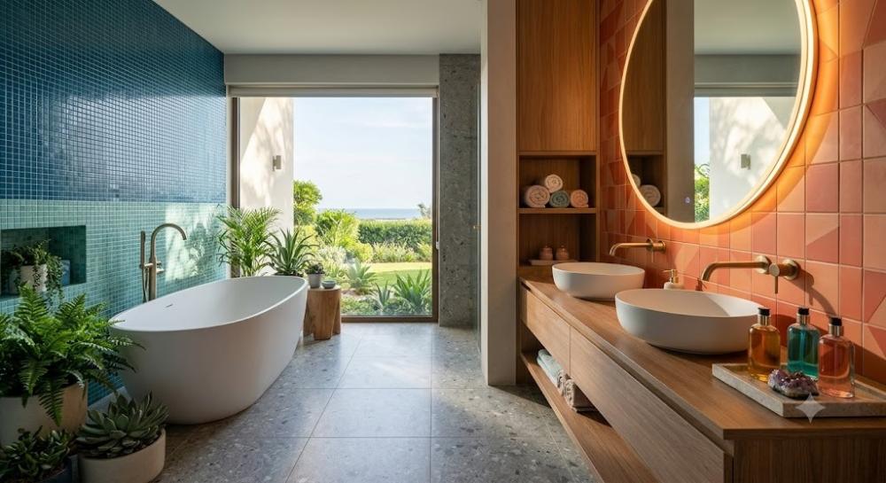bathroom color psychology and mood engineering metallic fixtures
