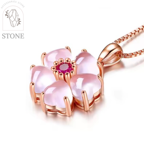 قلادة روز كوارتز  & زركون