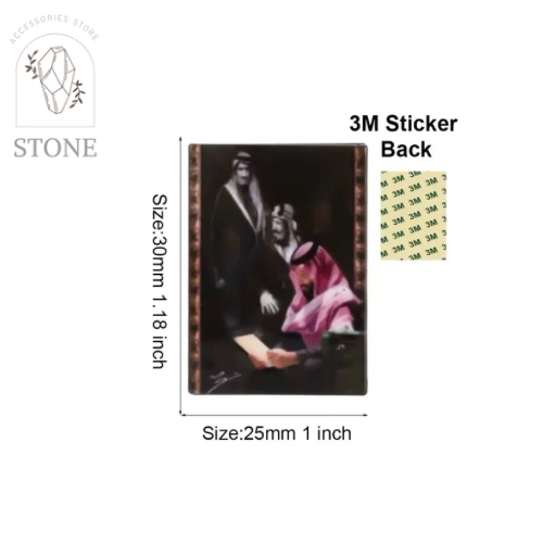 ولي العهد والملك سلمان والملك عبدالعزيز - استيكر معدني 3M