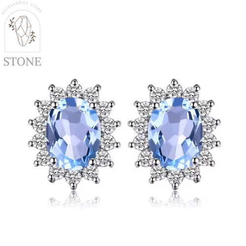 اقراط توباز ازرق  & زركون