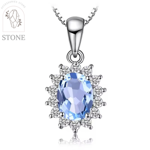 قلادة توباز ازرق & زركون