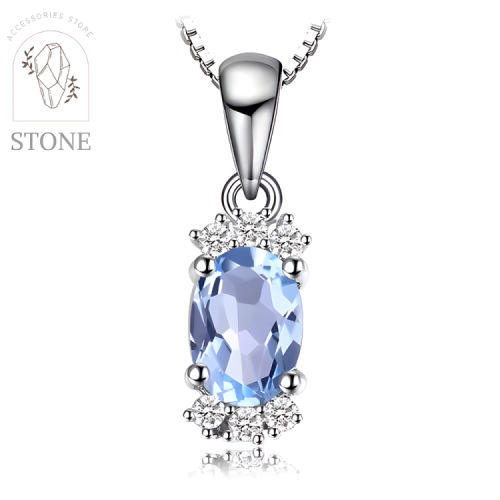 قلادة توباز ازرق & زركون