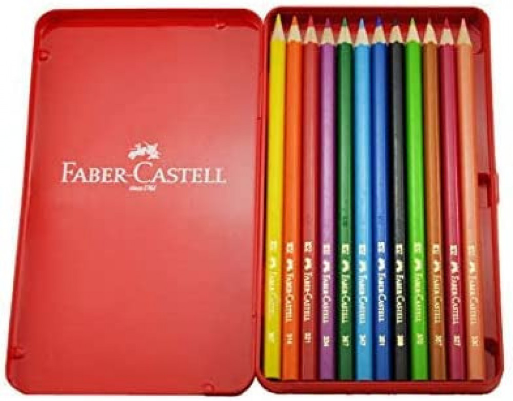 أقلام تلوين مائية من فابر كاستل - علبة معدنية 12 قلم