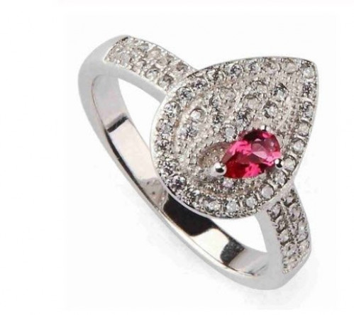 خاتم نسائي مطلي بالفضة ومزين بالزركون مقاس 7.25 أمريكي