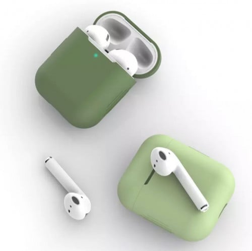 غلاف أحمر وأخضر زيتي ايربودز سادة - AirPods case