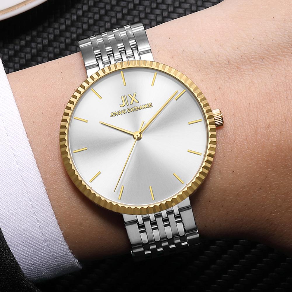 ساعة رجالية ماركة جوفاني اكسشينج JX093 فضي ايطار ذهبي