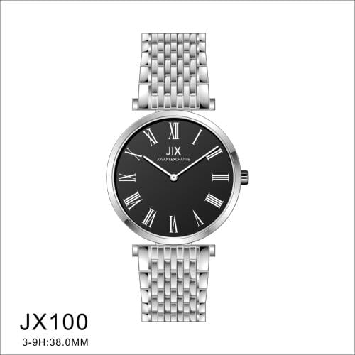 ساعة ماركة جوفاني رجالي JX100 فضي مينا اسود
