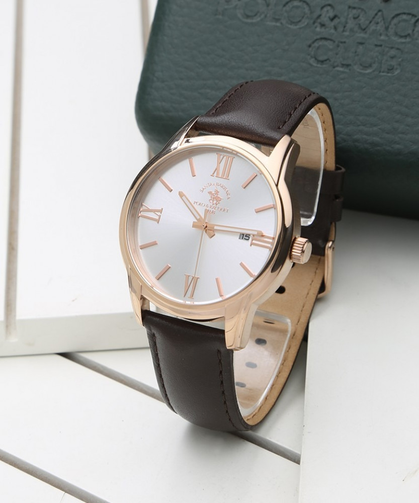 Polo watch for men 10186, brown leather 