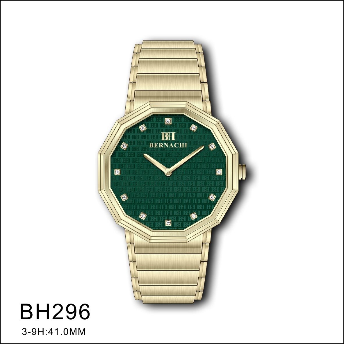 ساعة ماركة برناتشي 296 ذهبي مينا اخضر