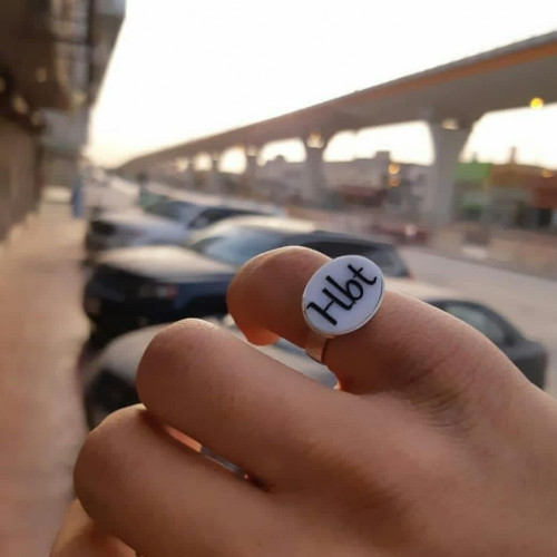 خاتم فضه خالص بحجر أبيض