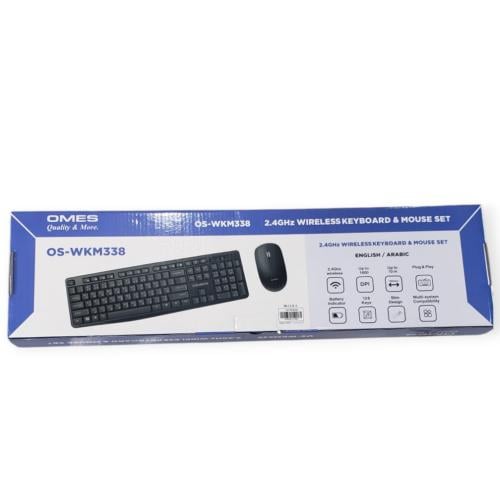 لوحة مفاتيح لاسلكي اسود مع ماوس اومسOS-WKM338