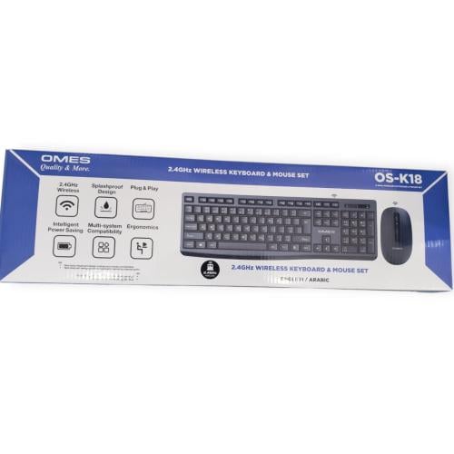 لوحة مفاتيح لا سلكي اسود مع ماوس اومس OS-K18