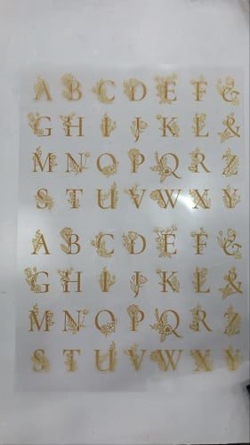 فلم شفاف احرف انجليزي ورد ذهبي 3سم