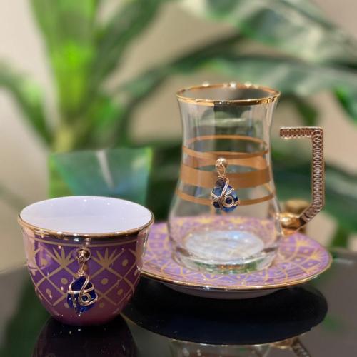 طقم بيالات وفناجين تركي ذهبي