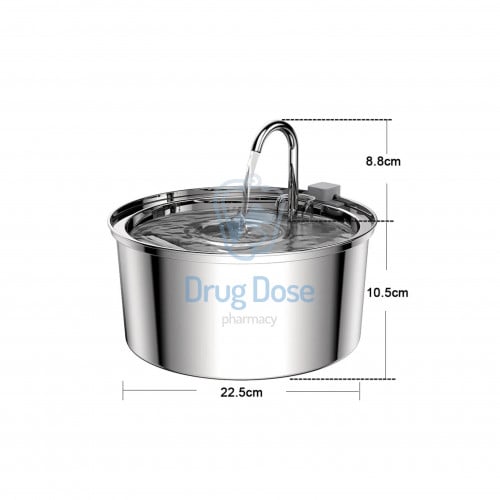 نافورة شرب مياه ستيل إلكترونية للقطط بفلتر 3.2L