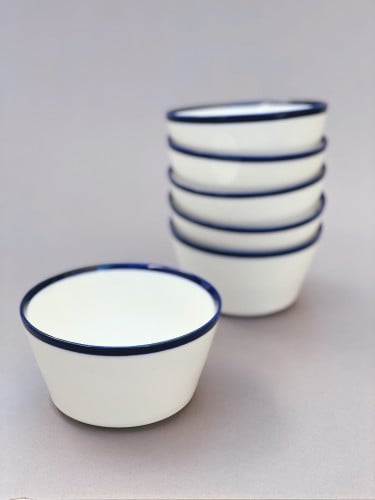 اناء سيراميك صغير - ابيض/ ازرق