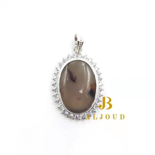 تعليقه عقيق يمني طبيعي مرصع زاركون 16