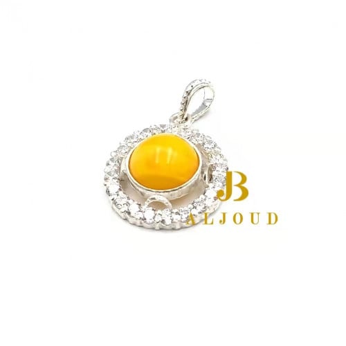 تعليقه كهرمان بولندي فضة 925 مرصع زاركون T11