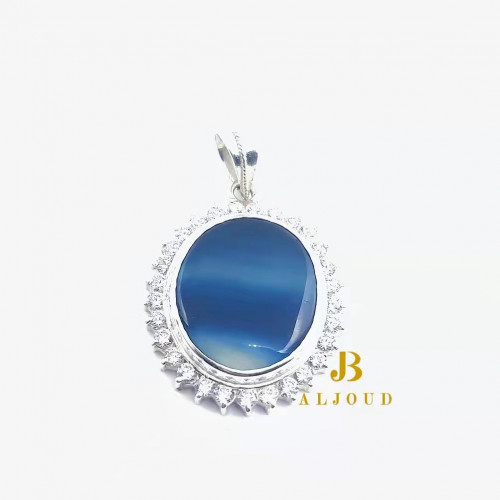 تعليقه عقيق يمني طبيعي مرصع زاركون 27