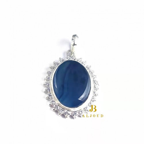 تعليقه عقيق يمني طبيعي مرصع زاركون 26