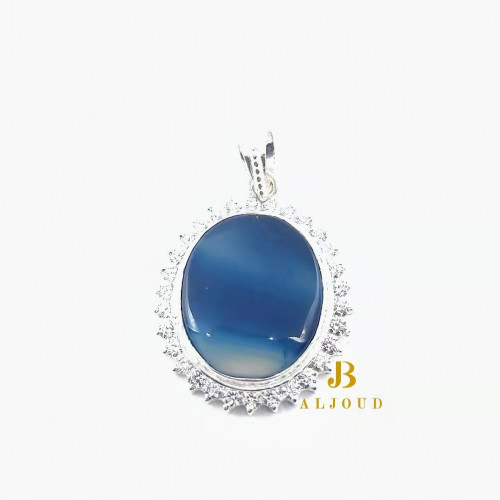 تعليقه عقيق يمني طبيعي مرصع زاركون 25