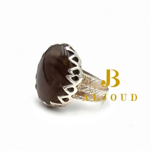 خاتم فضة عيار 925 عقيق يمني T244