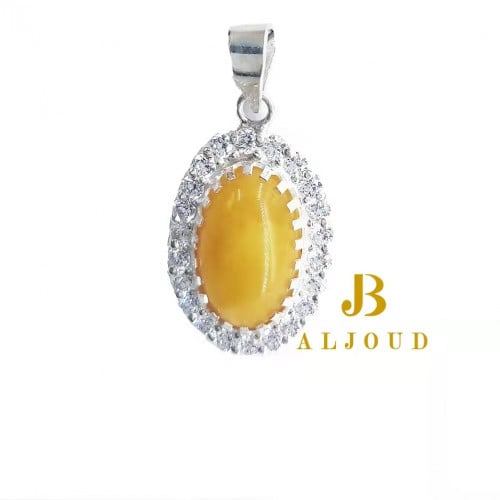 تعليقه كهرمان بولندي فضة 925 مرصع زاركون 100