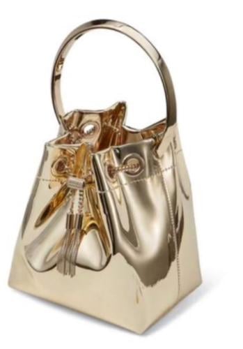 Jimmy Choo  Bon Bon Bucket In Silver Metallic Leathe