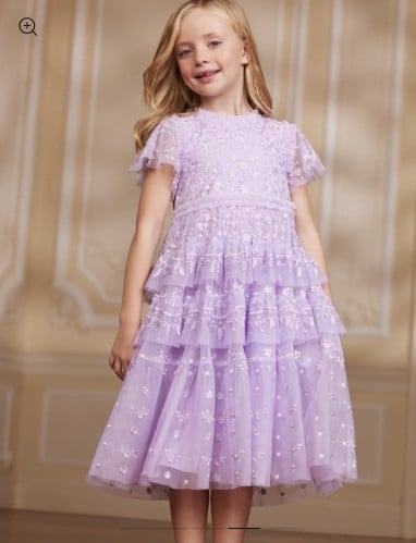 NEEDLE & THREAD WISTERIA RUFFLE LACE KIDS DRESS