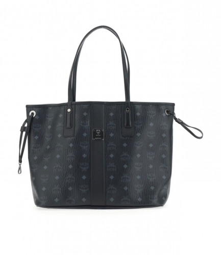 MCM Allover Logo Printed Zipped Tote Bag