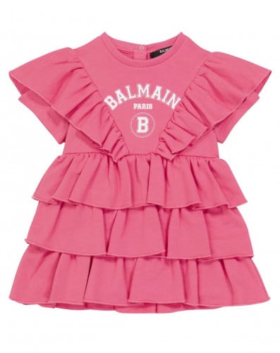 BALMAIN KIDS Ruffle-trimmed cotton dress