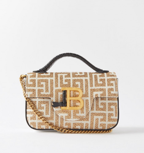 BALMAIN White & Gold Mini B-Buzz Bag