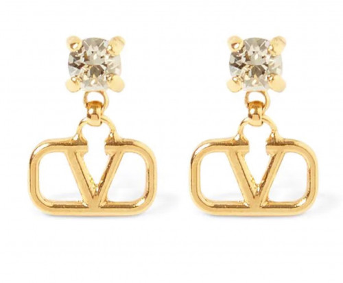 VALENTINO GARAVANI V LOGO & CRYSTAL DROP EARRINGS