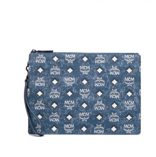 MCM medium monogram denim clutch bag