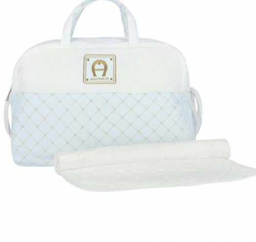 AIGNER Blue & Gold Logo Changing Bag