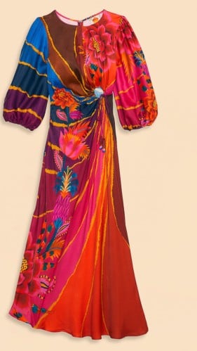 Vintage Wave Circle Cut-Out Midi Dress