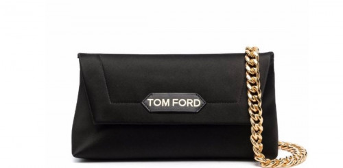 TOM FORD logo-patch leather clutch bag
