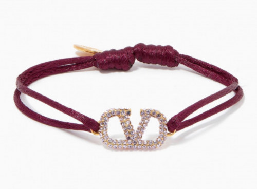 VALENTINO GARAVANI CRYSTAL V LOGO SLIM ADJUSTABLE BRACELET