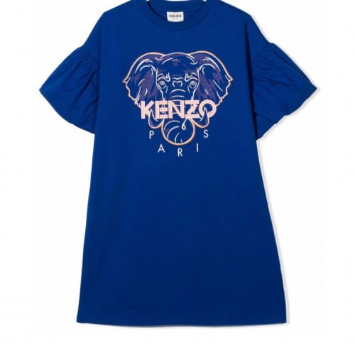SKenzo Kids signature elephant-embroidered T-shirt dres