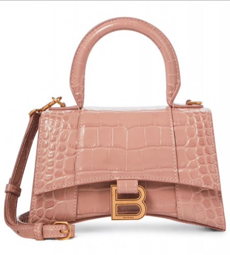BALENCIAGA Hourglass XS croc-effect leather tote
