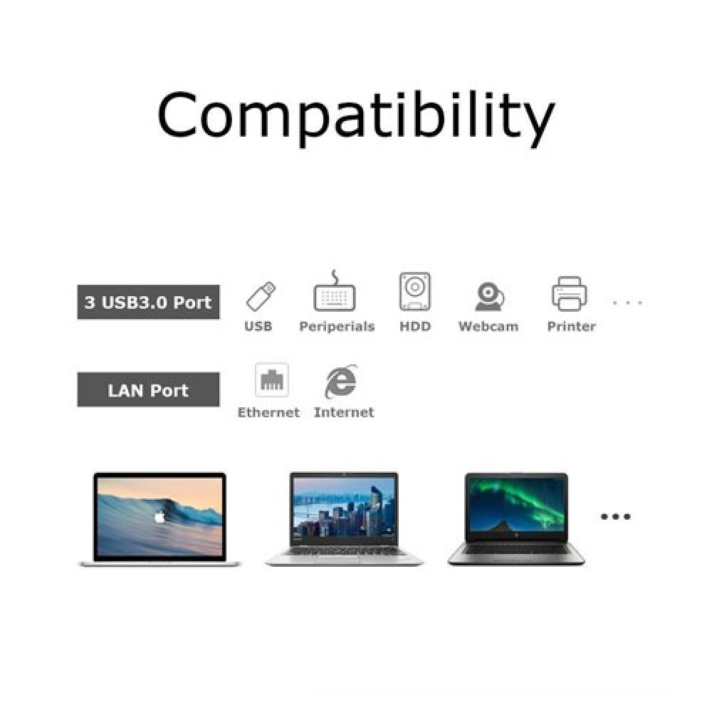 محول من USB الى منافذ USB 3.0 ومنفذ شبكة  من شركة Onten