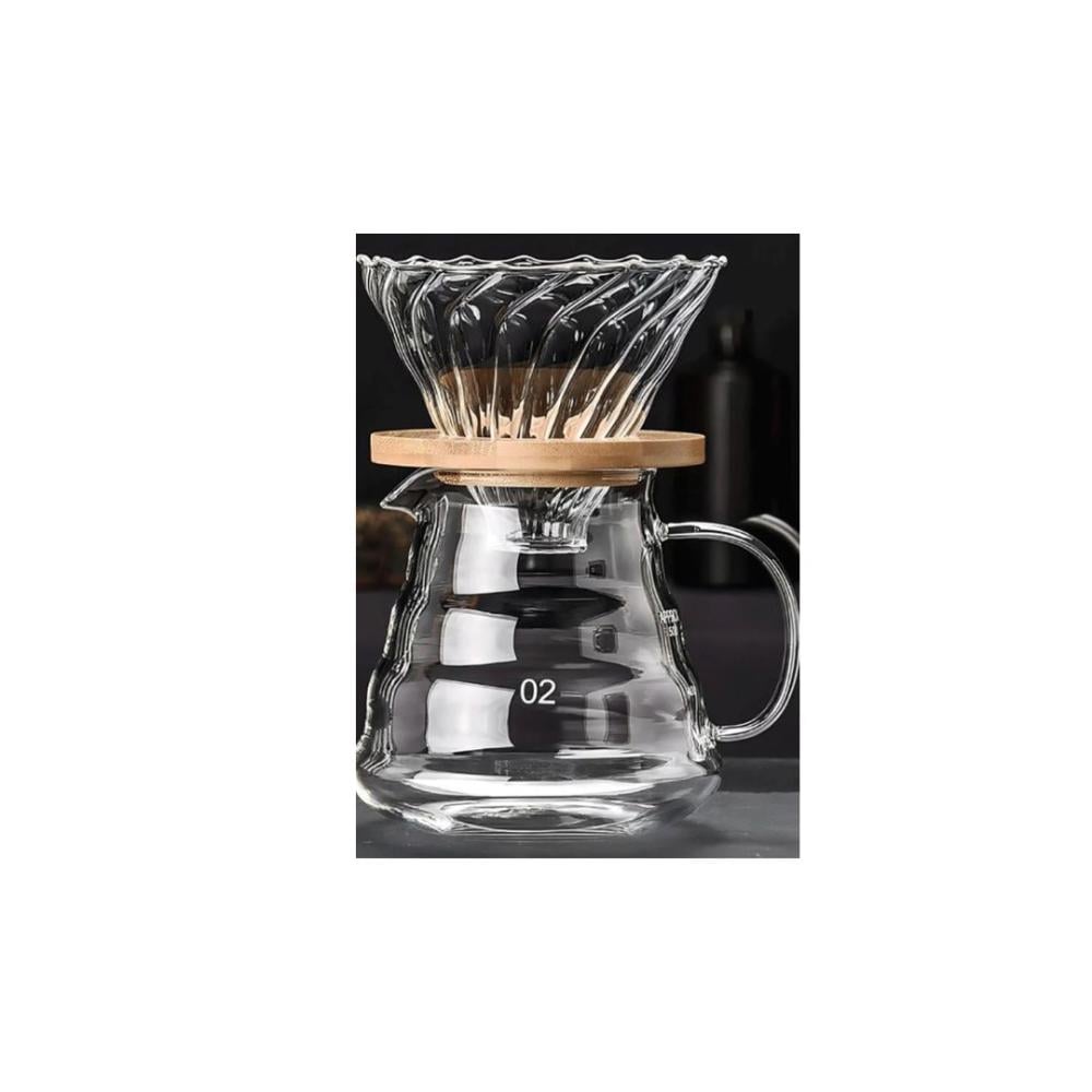 طقم v60 بقاعدة خشبية 500 ملى من نكهة المشروب