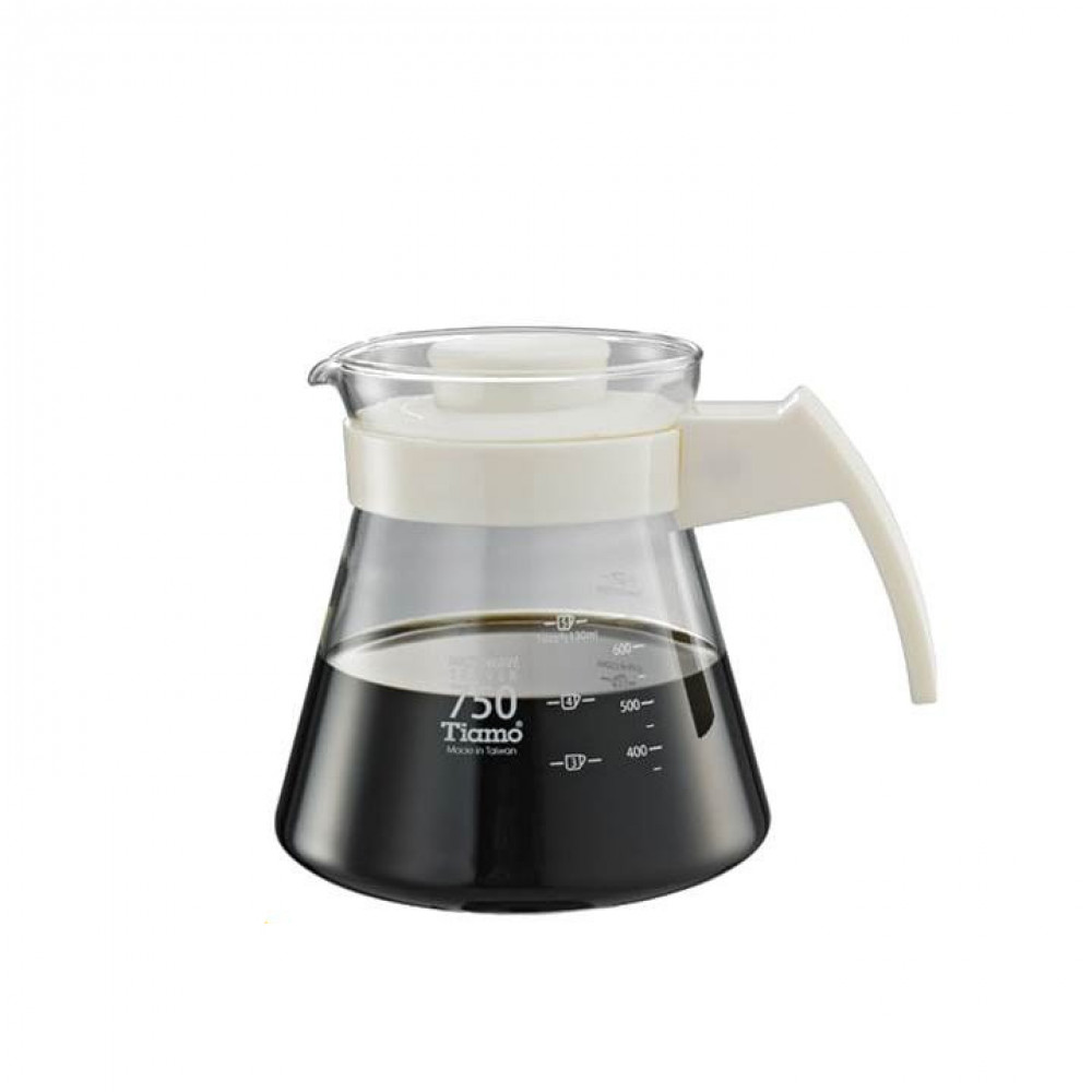 سيرفر زجاجي تايمور 750 مل بغطاء أبيض ومقبض